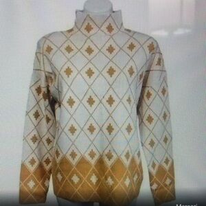 Rachel Zoe| Sweater| Women’s |Size L| Gold & Oatmeal Mock neck light academia